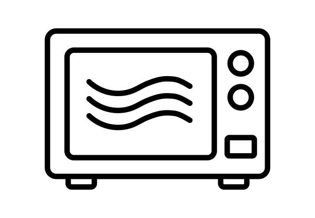 Microwave oven line art icon Kitchen microwave oven symbol vector illustration icons microwave stock illustrations