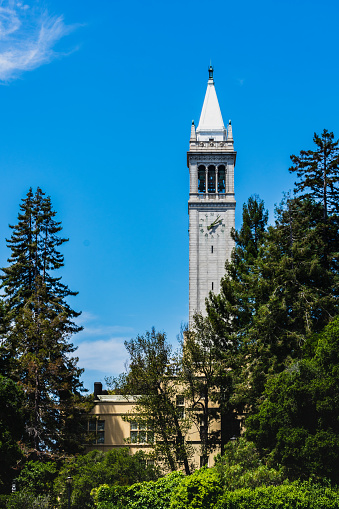 Berkeley California,USA. July 25 2021:Campanile (Sather Tower) at the University of California Berkeley.