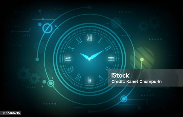 Technology Time Vector Abstract Vector Futuristic Technology With Clock Concept And Time ...