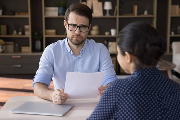 istock Unskilled job seeker making bad first impression on employer. 1387372820