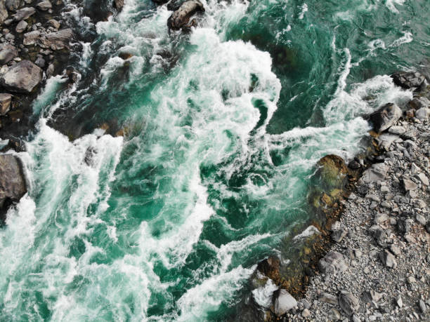 istock Aerial view of a mountain river 1387373004