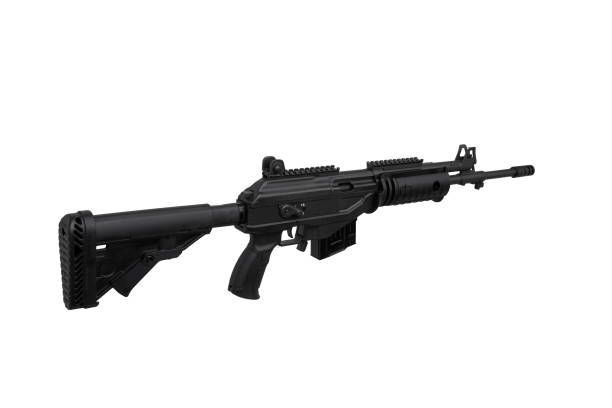 istock Soviet carbine in modern body kit isolate on a white background. Tuned automatic carbine of the USSR. Weapons for sports and self-defense. 1387377829