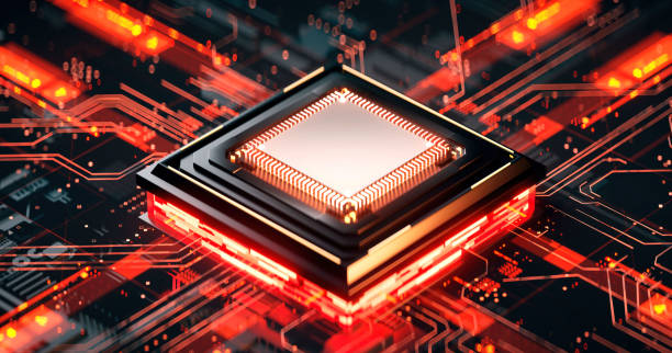 istock 3D rendering of cyberpunk AI. Circuit board. Technology background. Central Computer Processors CPU and GPU concept. Motherboard digital chip. Tech science background. 1387379931