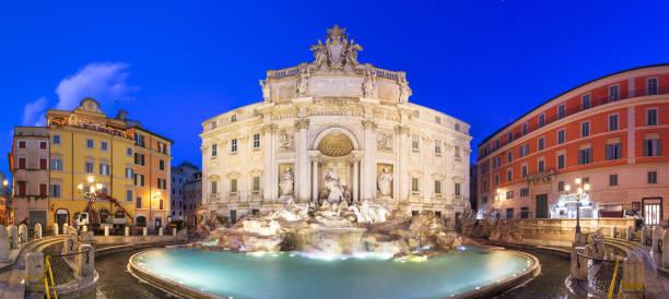トレビの泉でイタリア、ローマ - trevi fountain rome fountain panoramic ストックフォトと画像