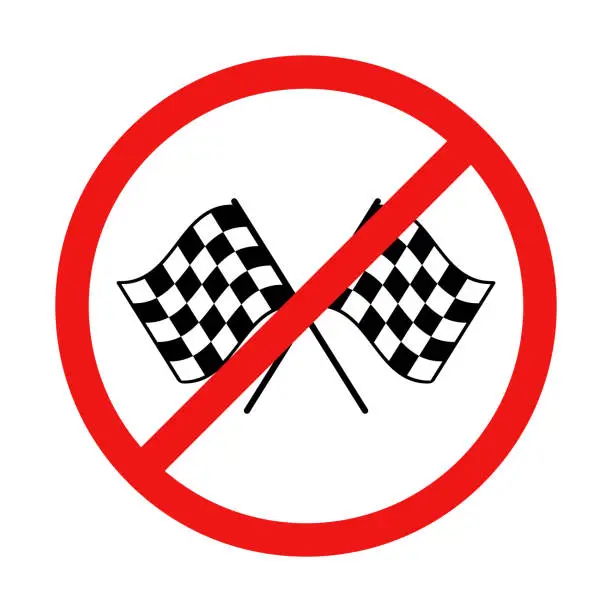 Vector illustration of No Checkered Flags Sign on White Background