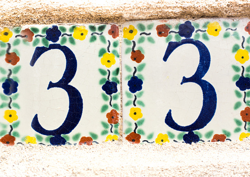 Santa Fe Style: Colorful Ceramic Number 33 Street Address Tile