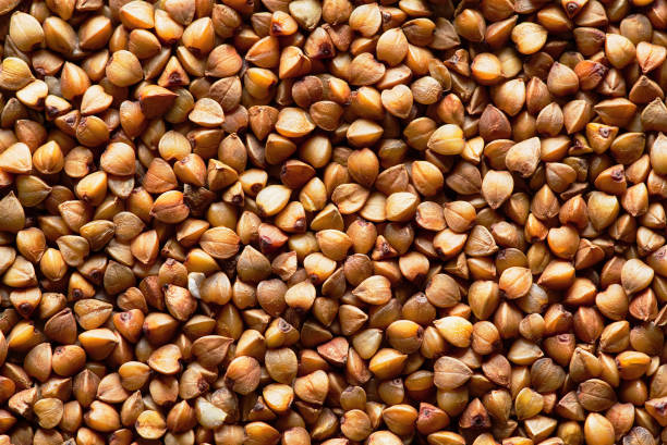 istock buckwheat abstract background. fresh buckwheat. dry buckwheat background. texture 1387393211