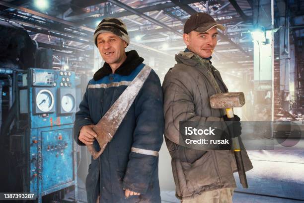 Two Bad Unskilled Workers Stock Photo - Download Image Now - Anger, Arguing, Building Contractor