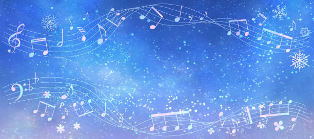 istock Frame illustration of starry sky and staff 1387393316