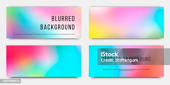 istock Set of abstract rectangular horizontal banners. Blurred backgrounds in Tie dye style . Vector illustrations 1387396974