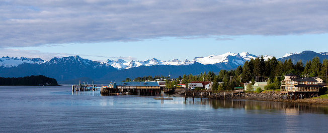 The picturesque town of Petersburg in Southeast Alaska. The borough of Petersburg encompasses Petersburg and Kupreanof, plus mostly uninhabited areas stretching to the Canadian–American border and the southern boundary of the City and Borough of Juneau.
