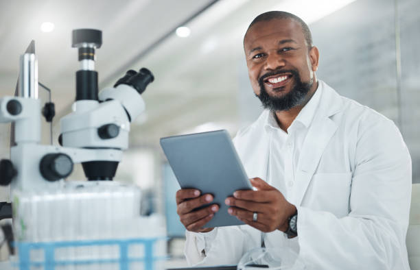 istock Shot of a male scientist using a digital tablet while working in a lab 1387412581