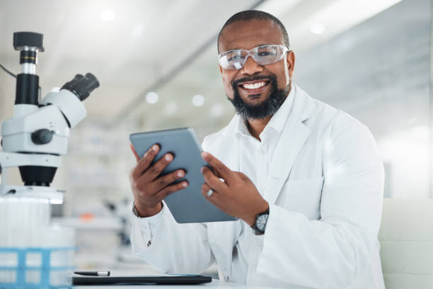 istock Shot of a male scientist using a digital tablet while working in a lab 1387412588