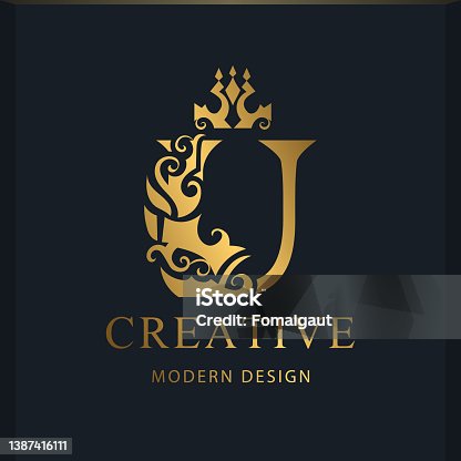 istock Royal letter U design. Luxury logo template. Gold monogram. Creative Emblem for Business sign, badge, crest, label, Boutique brand, Hotel, Restaurant, Heraldic. Modern style. Vector illustration 1387416111