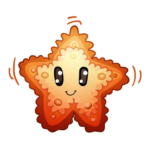 Vector illustration of Cute Cartoon Starfish Vector Illustration, Animal Mascot Character