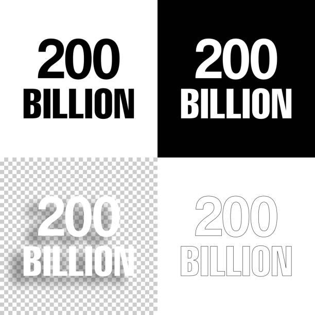 200 Billion. Icon for design. Blank, white and black backgrounds - Line icon Icon of "200 Billion" for your own design. Four icons with editable stroke included in the bundle: - One black icon on a white background. - One blank icon on a black background. - One white icon with shadow on a blank background (for easy change background or texture). - One line icon with only a thin black outline (in a line art style). The layers are named to facilitate your customization. Vector Illustration (EPS10, well layered and grouped). Easy to edit, manipulate, resize or colorize. Vector and Jpeg file of different sizes. billions quantity stock illustrations