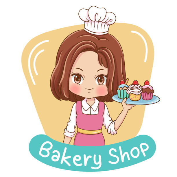 ilustrações de stock, clip art, desenhos animados e ícones de female_baker_2020_04 - bakery women cake cupcake