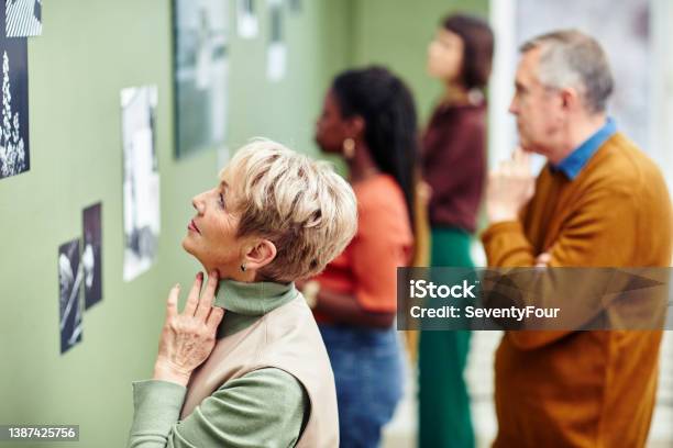 Modern Photography Exhibition Visitors Stock Photo - Download Image Now - Art Museum, Art, Museum