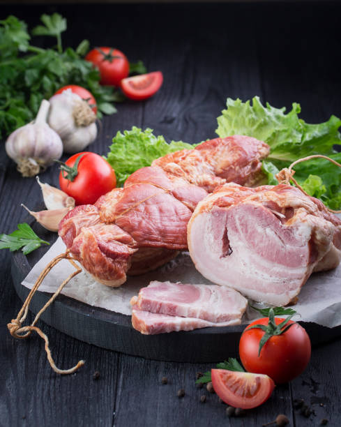 istock Smoked pork meat with vegetables 1387427114