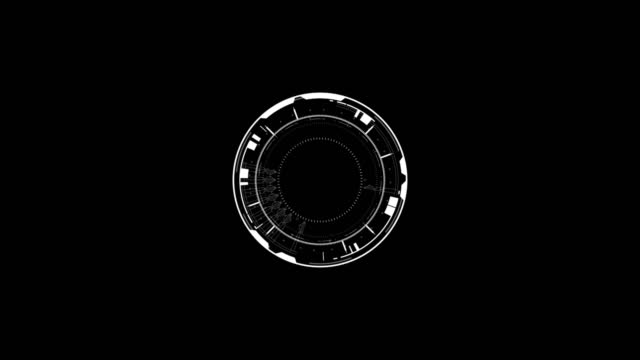 HUD element digital-Futuristic White Circle User interface on black background,4K motion graphic footage video