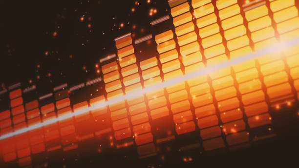 istock Sound equalizer. Wave pattern of music sounds element on monitor screen. Digital equalizer. Modern song equalisers dark background. Colorful waveform of musical soundtrack. Music equalizers display. 1387438172
