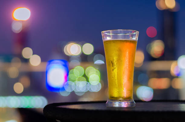 istock A glass of beer puts on table at rooftop bar 1387441412