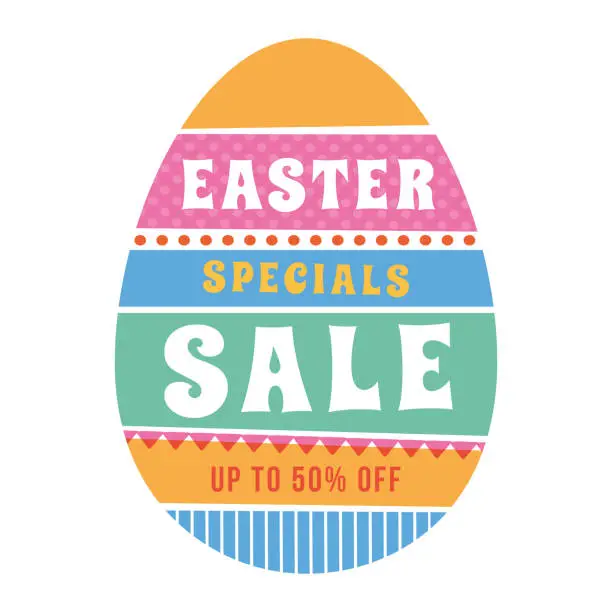 Vector illustration of Easter sale background with colored egg.