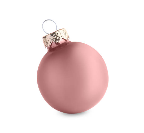 красивый розовый рождественский шар, изолированный на белом - pink christmas christmas ornament sphere стоковые фото и изображения