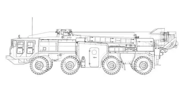 Vector illustration of Army Rocket artillery system. Military concept