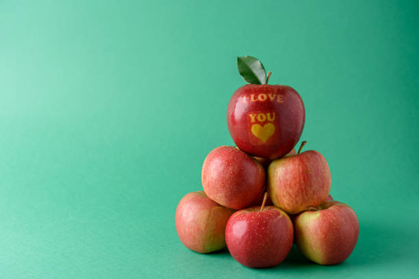 istock Red apple with text I Love You 1387445990
