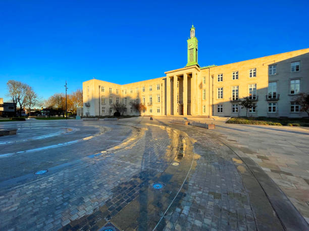 Hull Yorkshire UK  - 27 June 2018: Hull City Hall with fountain in Foreground
