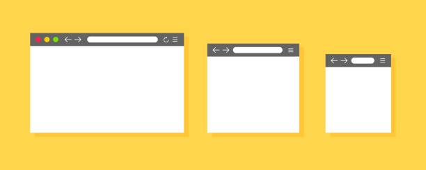 ilustraciones, imágenes clip art, dibujos animados e iconos de stock de conjunto de navegadores web. maqueta del navegador para el sitio web. tamaños de computadora, tableta, teléfono. ventana vacía del navegador. interfaz de usuario de la página web. concepto de página de destino web vacía de internet con barra de búsq - 3615