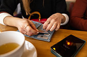 Restaurant bill and credit card