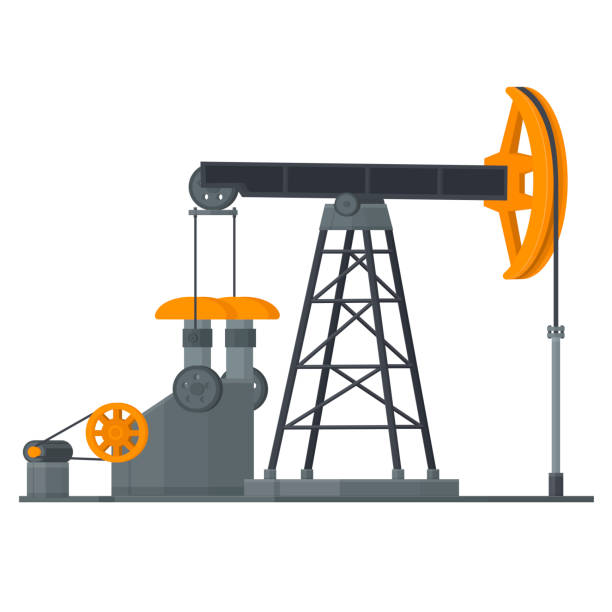 illustrations, cliparts, dessins animés et icônes de plate-forme pétrolière. équipements industriels pour la production de pétrole - gasoline motor