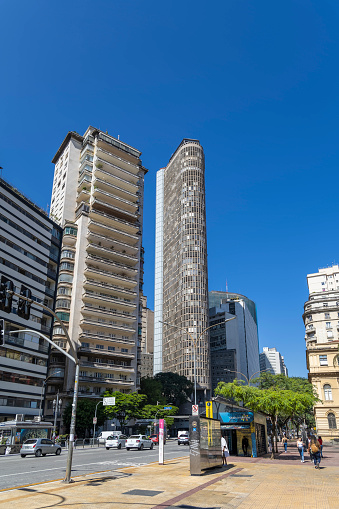 Sao Paulo, SP, Brazil, MAR 23, 2022, building italia in República square, downtown Sao Paulo, Brazil