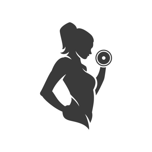 ilustraciones, imágenes clip art, dibujos animados e iconos de stock de plantilla de logotipos de culturista. - exercising gym health club women