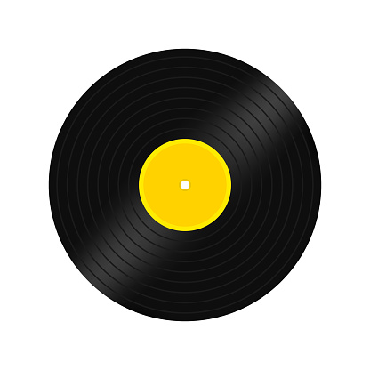 Vinyl plate icon. Retro music icon. Vinyl LP Gramophone record template. Vector on isolated white background. EPS 10.