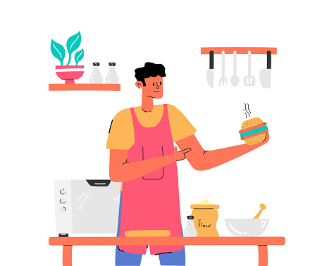 Person Making Hamburgers Illustration