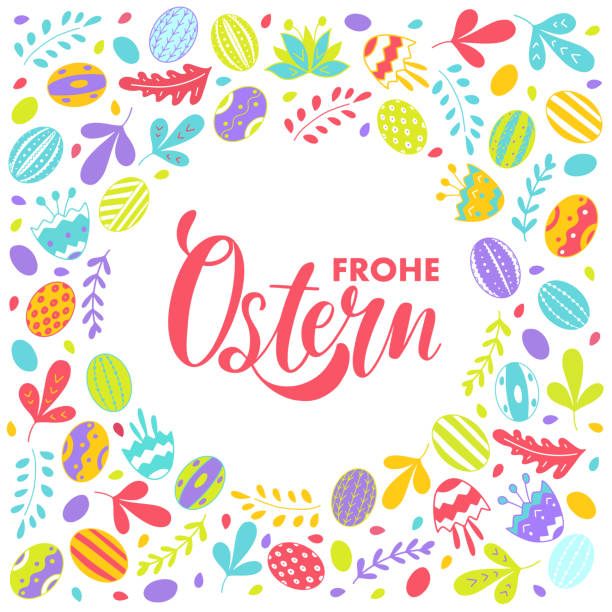 frohe ostern or happy easter design - ostern stock illustrations