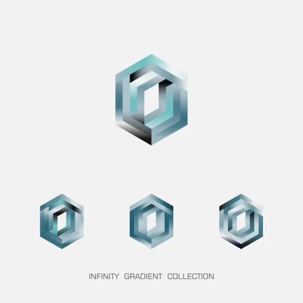 Vector illustration of set of gradient infinity Circular Geometric hexagon pattern collection