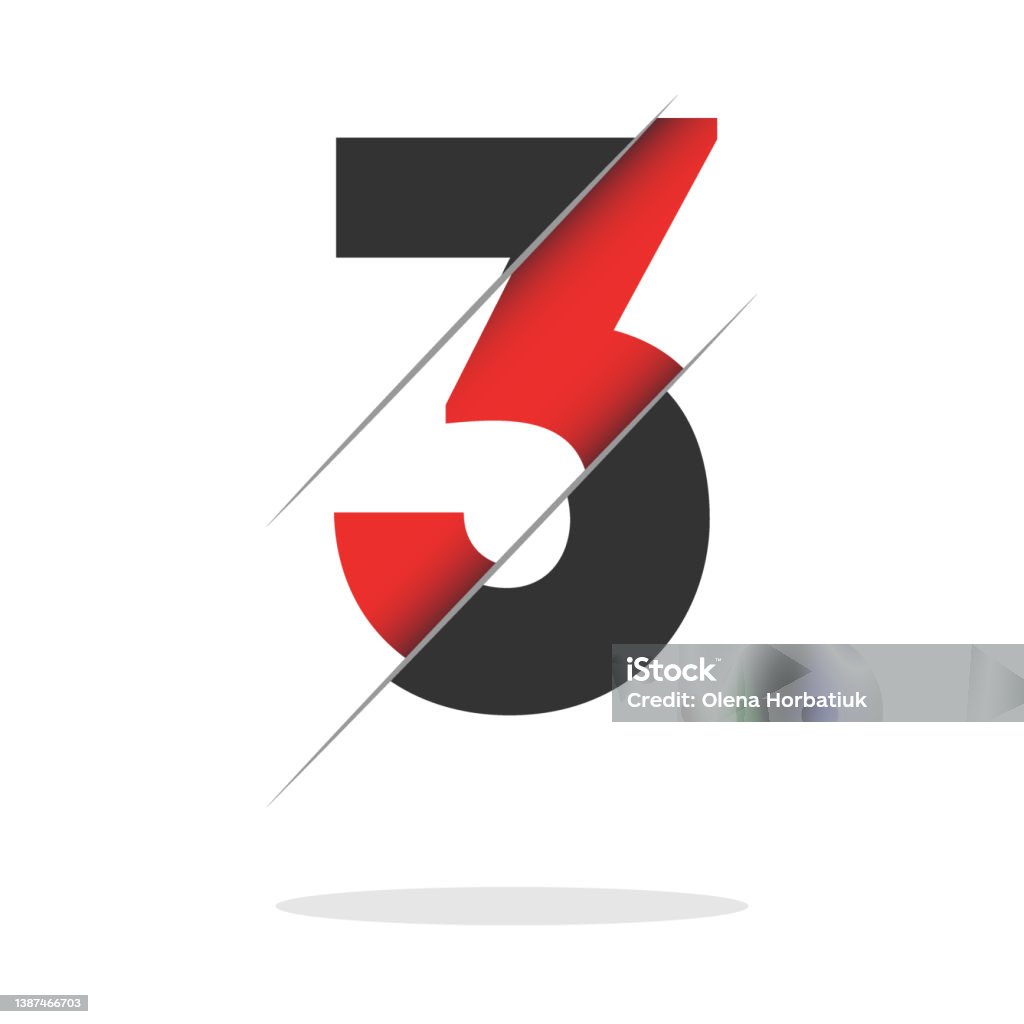 Three Number Design 3 Number Logo Design With A Creative Cut And Black Circle Background ...