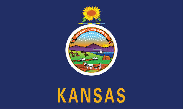 ilustrações de stock, clip art, desenhos animados e ícones de vector of kansas state flag. - kansas