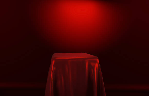 istock Luxury Elegant Empty Podium With Cloth And Fabric Deep Red Colors Illustrative Product Background 1387467143