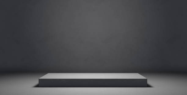 istock Cool Grungy Stage Platform Silver Gray Product Presentation Concept For Montage Display 3D Rendering 1387467145