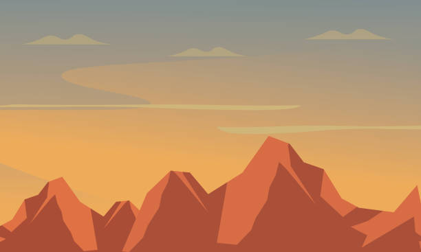 Rocky Mountains Mountain, In Silhouette, Mountain Range, Vector, Illustration mountains stock illustrations