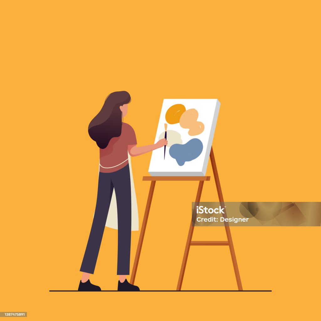 Young Artist Painting Concept Vector Illustration Stock ...