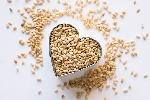 Toasted Sesame Seeds in a Heart Shape