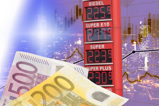 banknoty euro, giełda i wysokie ceny paliw w niemczech - fuel efficiency zdjęcia i obrazy z banku zdjęć