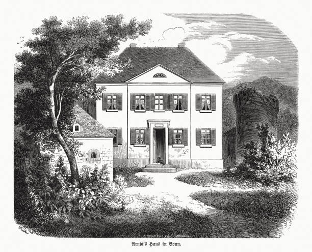 istock Arndt's house in Bonn, Germany, wood engraving, published in 1870 1387480729