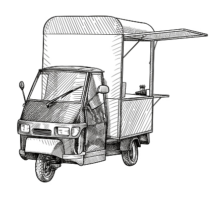 Vector drawing of a small food truck